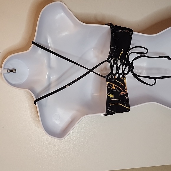 Zaful 2 PC Bikini Black And Gold Marbled, Size Medium - Picture 6 of 8